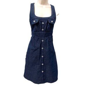 Va Va Voom Womens Dress S PinUp VLV Retro Denim Button Front Bodycon Sleeveless